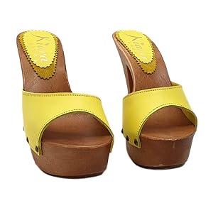 Amazon.com | Kiara Shoes Sexy Clogs Heel 13 - K93001 Giallo